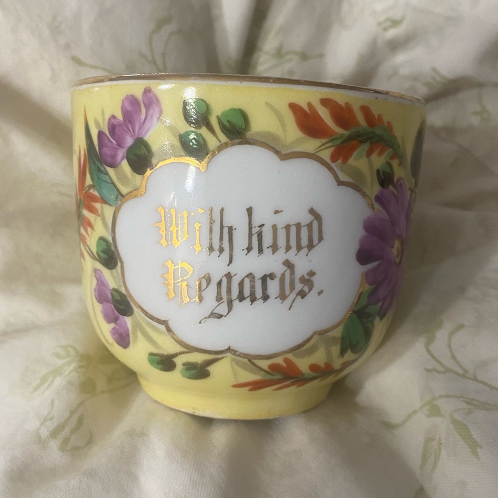 One of a kind very old toothpaste or shaving holder painted cup